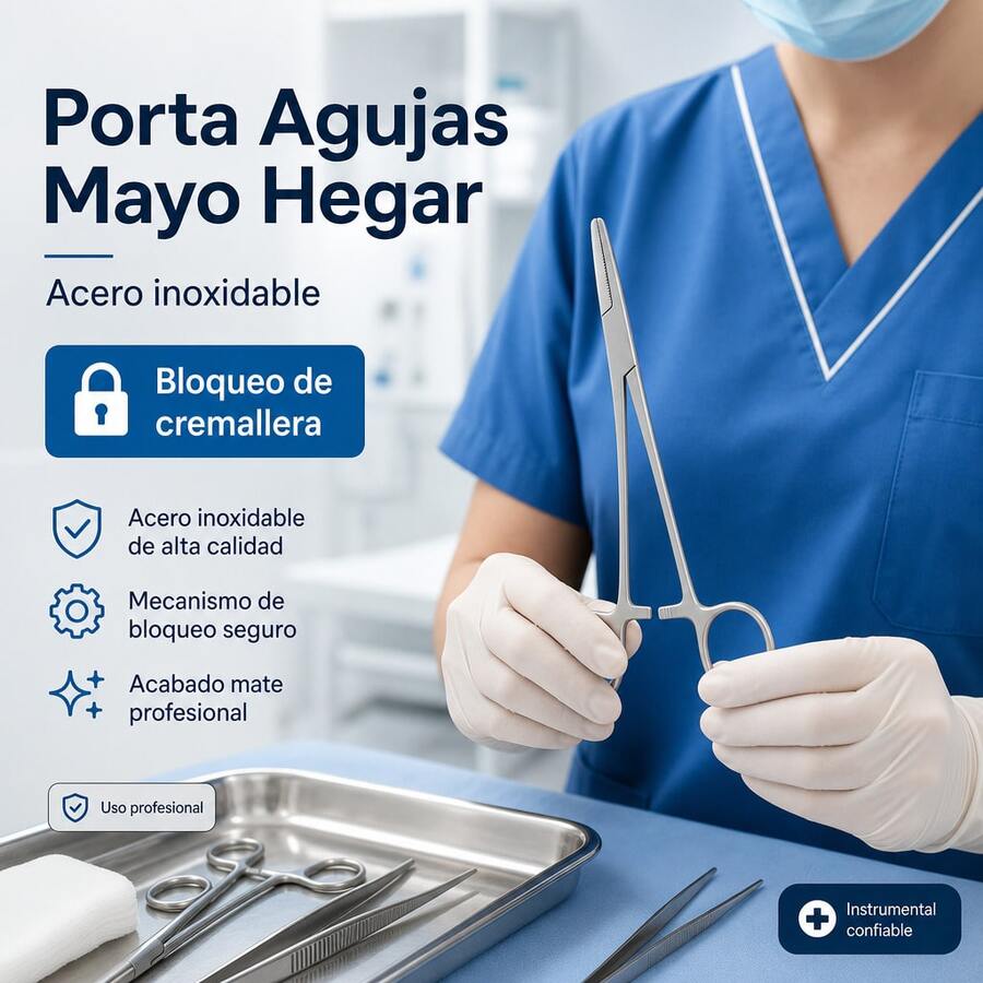 Porta Agujas Mayo Hegar Acero Inox