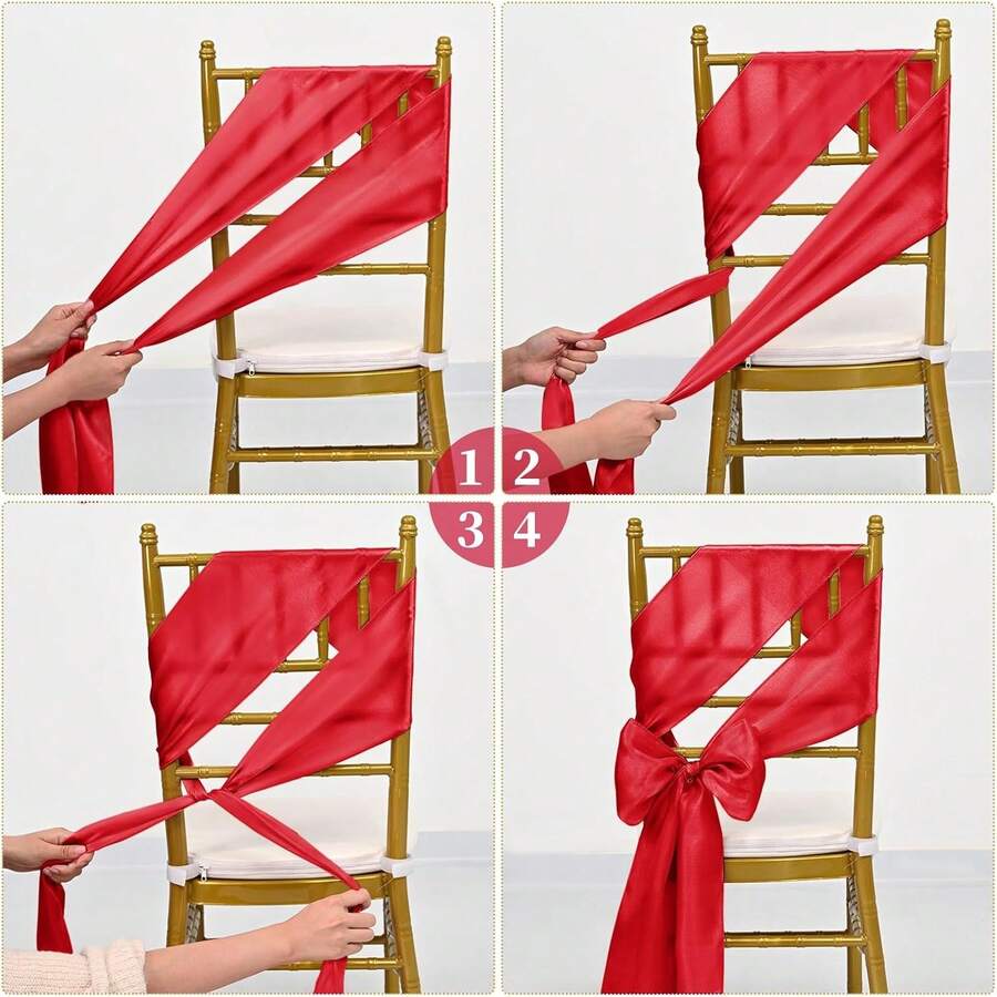 50 Piezas Lazos Para Sillas Color Rojo