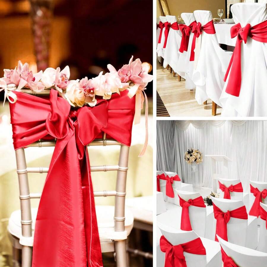 50 Piezas Lazos Para Sillas Color Rojo