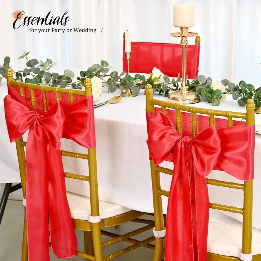 50 Piezas Lazos Para Sillas Color Rojo