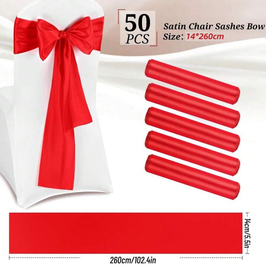 50 Piezas Lazos Para Sillas Color Rojo