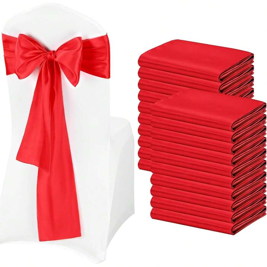 50 Piezas Lazos Para Sillas Color Rojo
