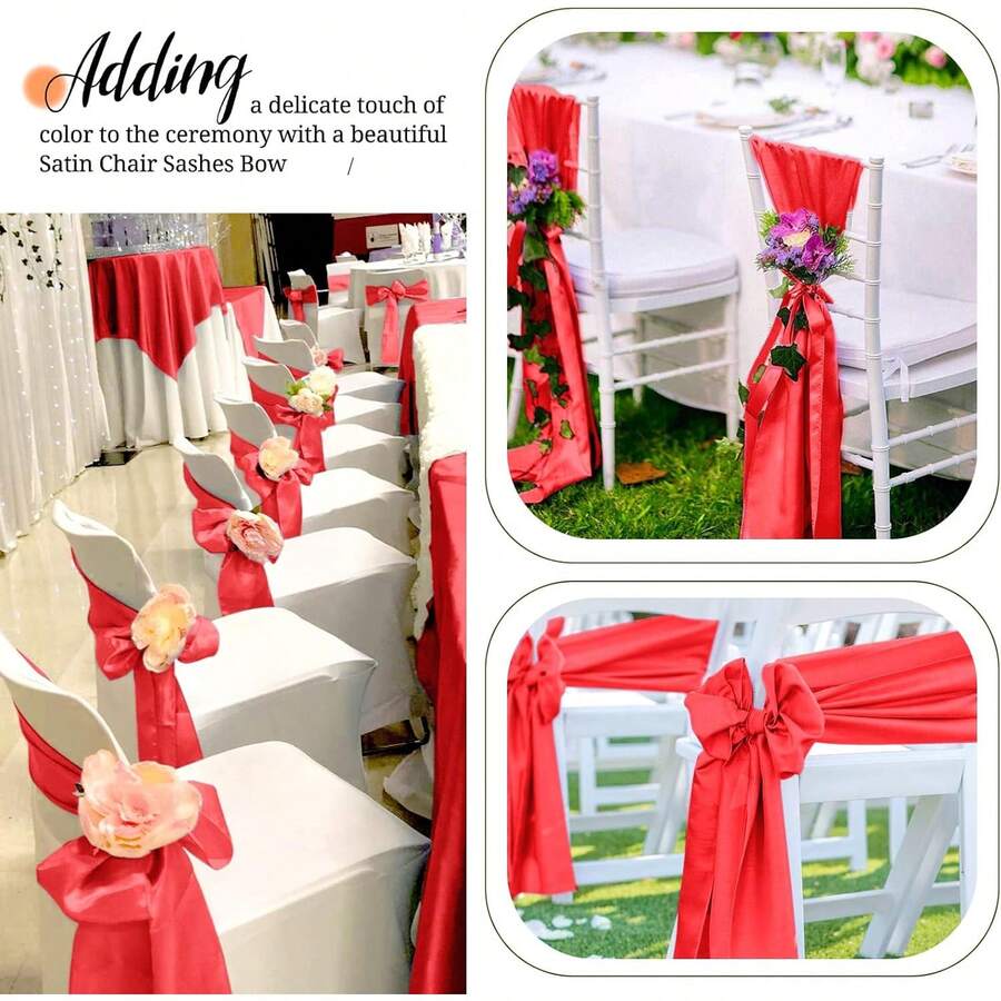50 Piezas Lazos Para Sillas Color Rojo