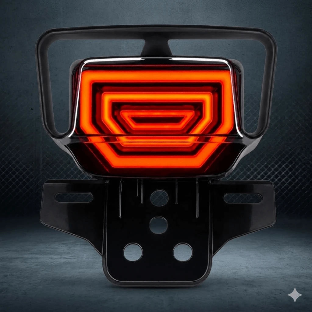 Calavera LED Universal con Intermitentes Integrados Blanco/Rojo y Amarillo – Diseño moderno, alta visibilidad y estilo deportivo