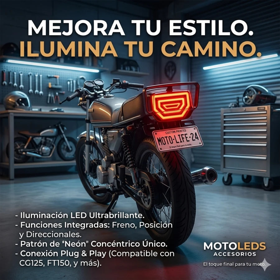 Calavera LED Universal con Intermitentes Integrados Blanco/Rojo y Amarillo – Diseño moderno, alta visibilidad y estilo deportivo