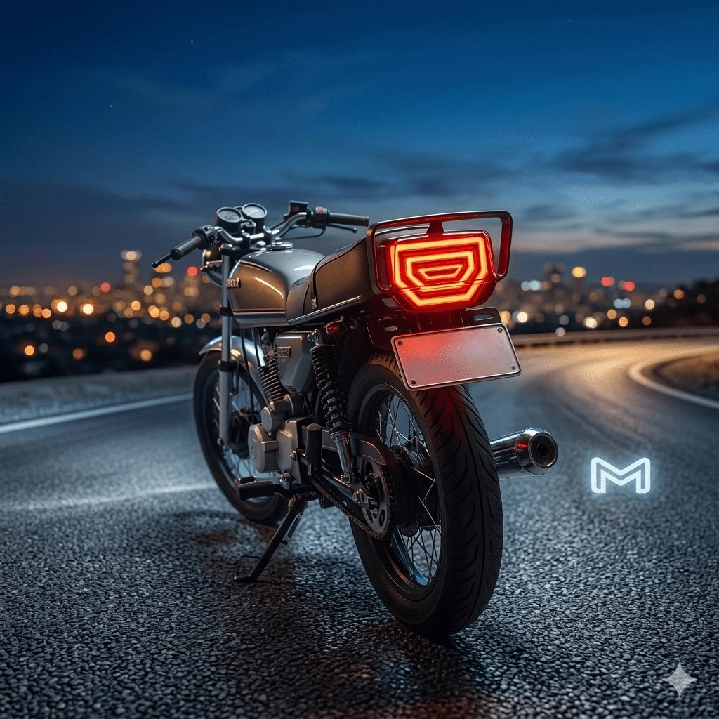 Calavera LED Universal con Intermitentes Integrados Blanco/Rojo y Amarillo – Diseño moderno, alta visibilidad y estilo deportivo