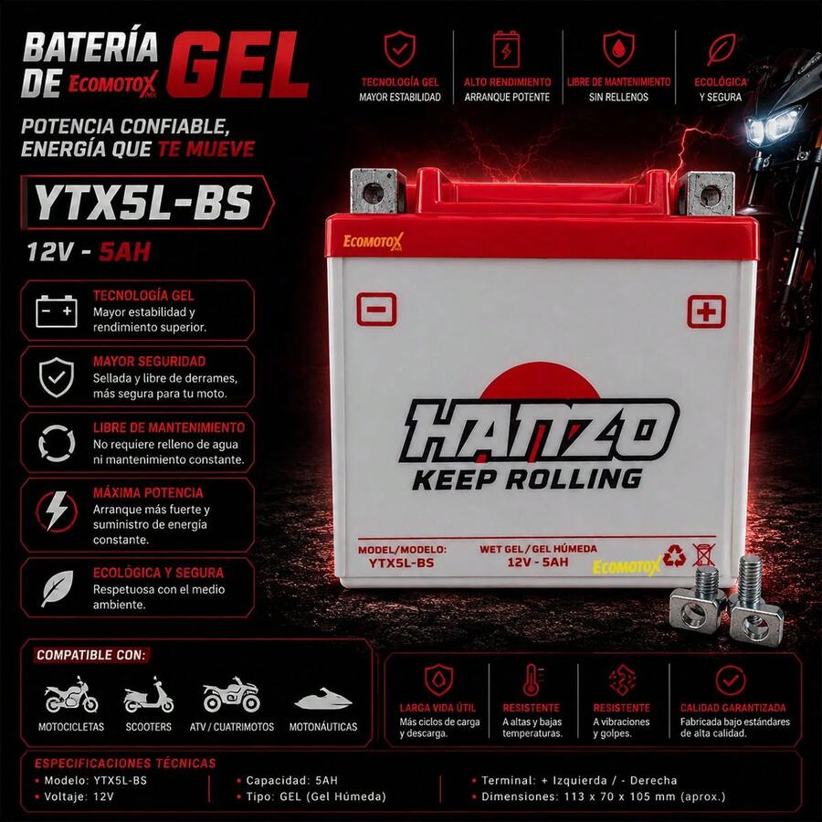 Batería YTX5L-BS Gel 12V 5Ah