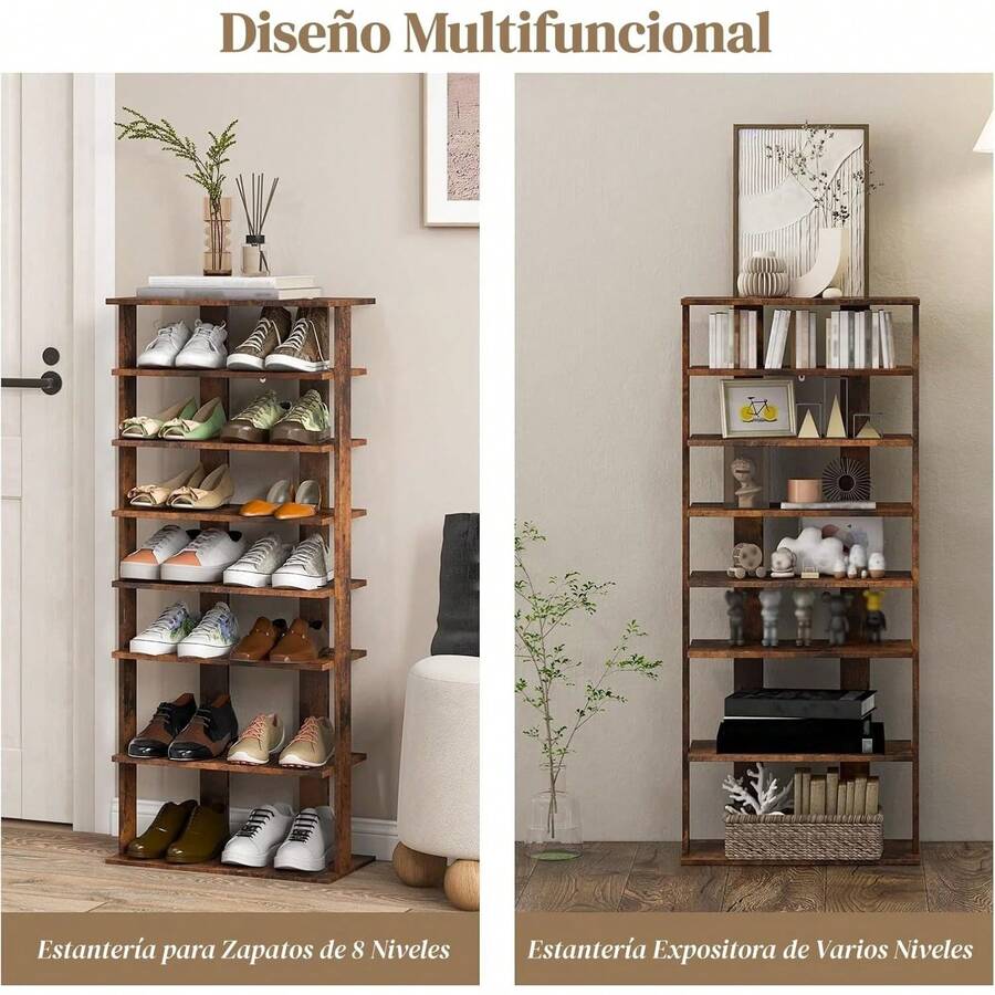 Zapatera de Madera de 8 Niveles
