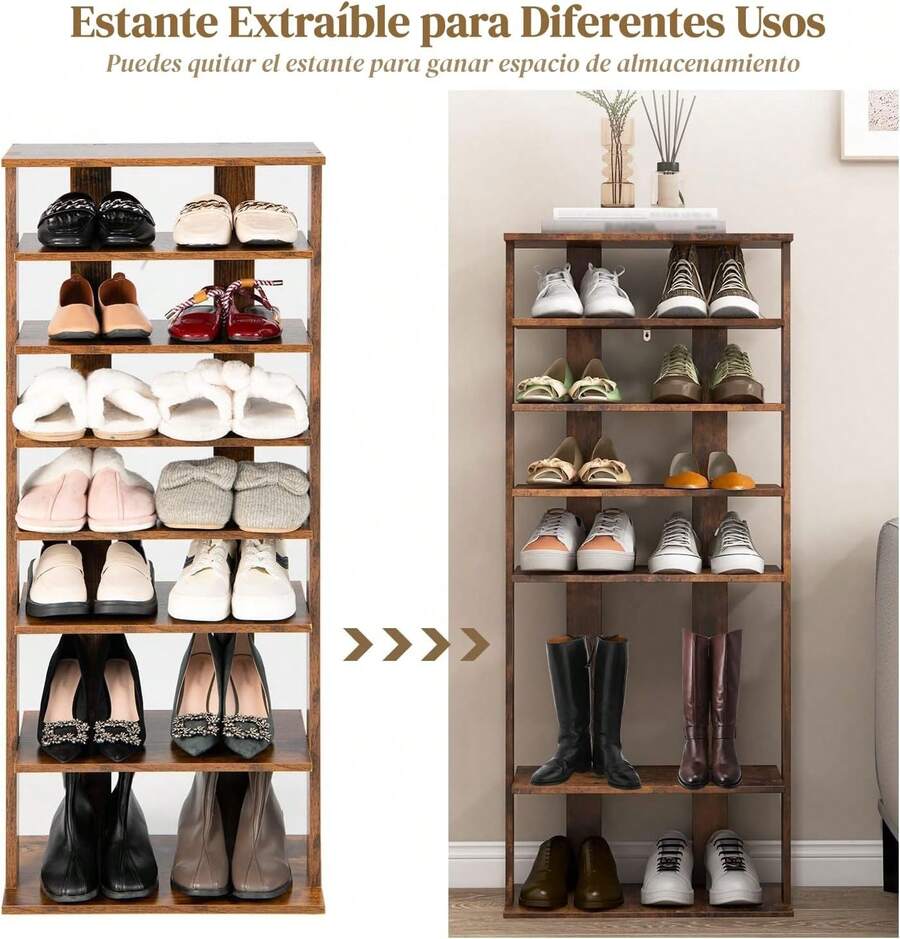Zapatera de Madera de 8 Niveles