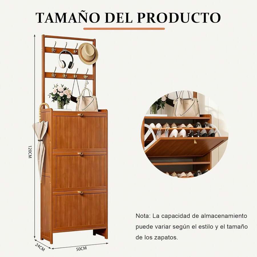Zapatero de Madera con Perchero