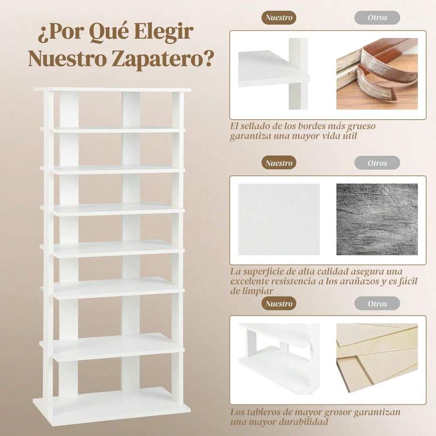 Zapatera de Madera de 8 Niveles