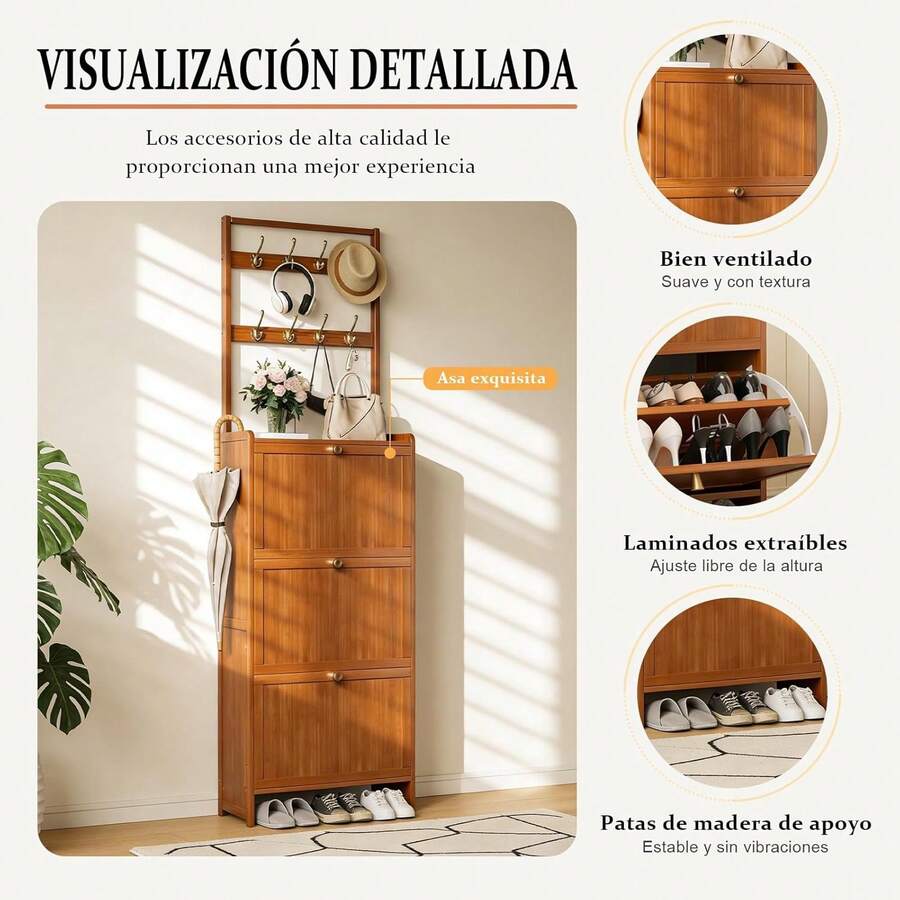 Zapatero de Madera con Perchero