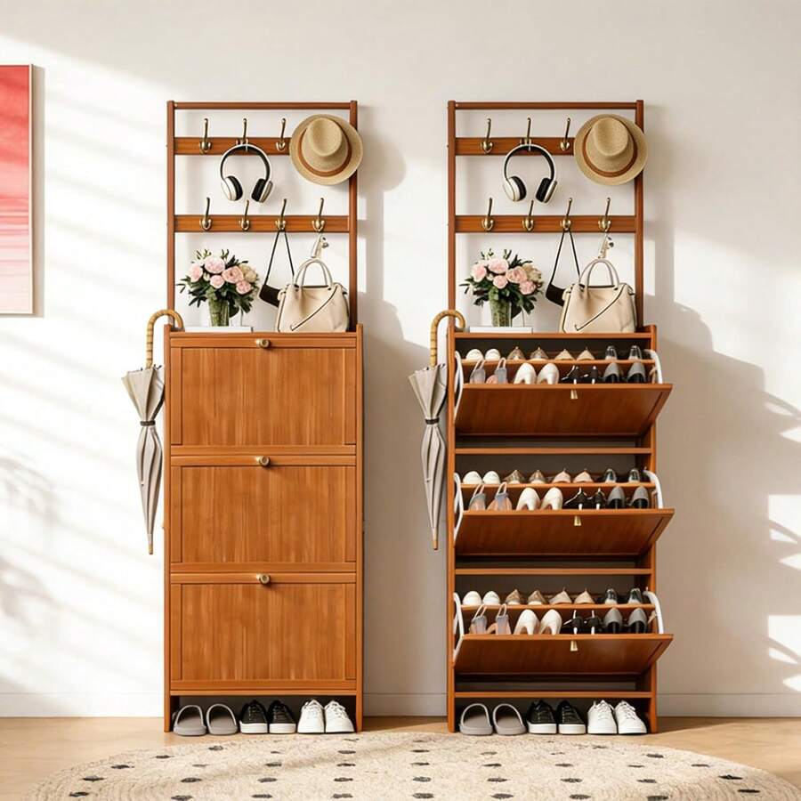 Zapatero de Madera con Perchero