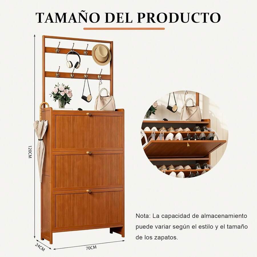 Zapatero de Madera con Perchero