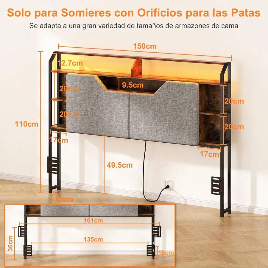 Cabecera Matrimonial con Luz