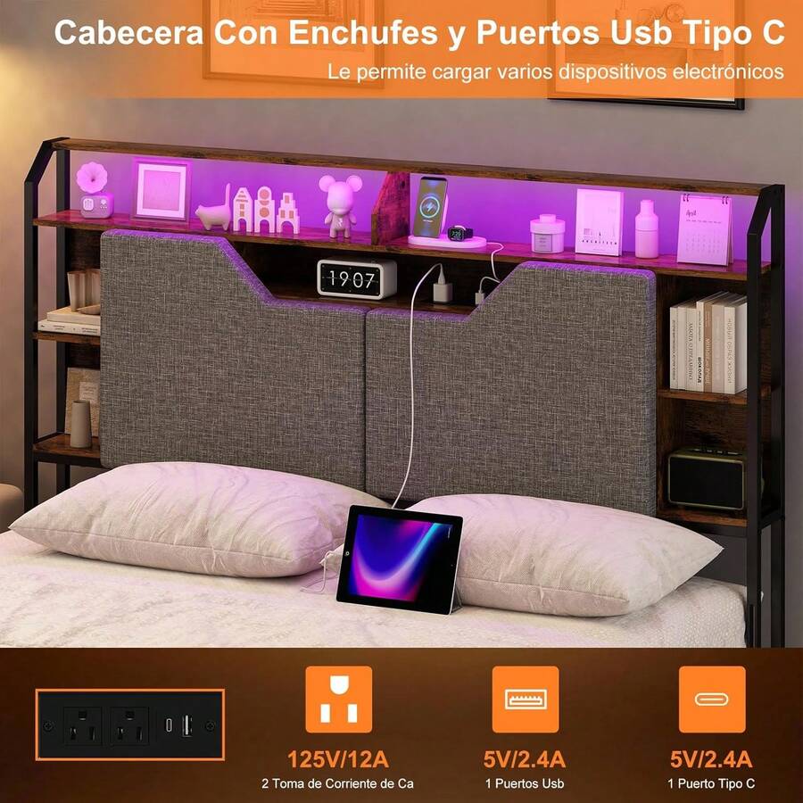 Cabecera Matrimonial con Luz