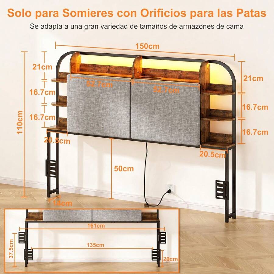 Cabecera Matrimonial con Luz