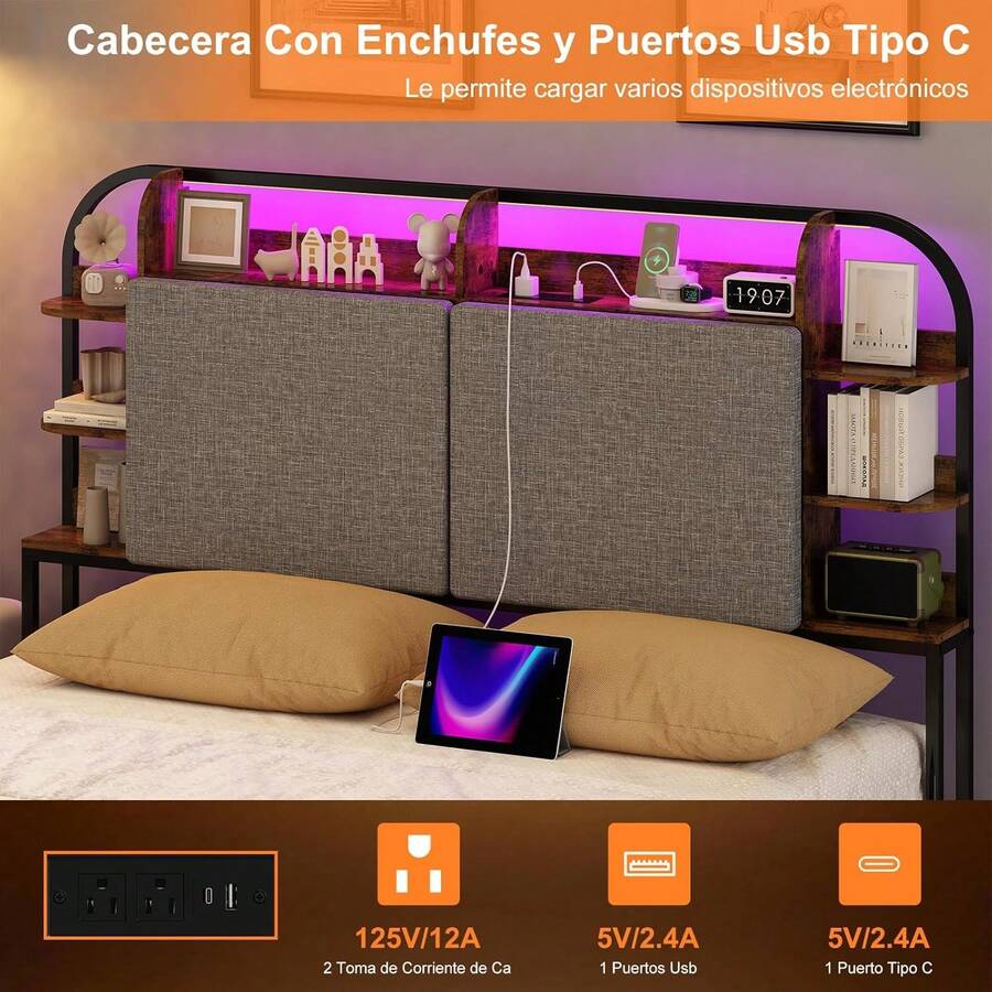 Cabecera Matrimonial con Luz