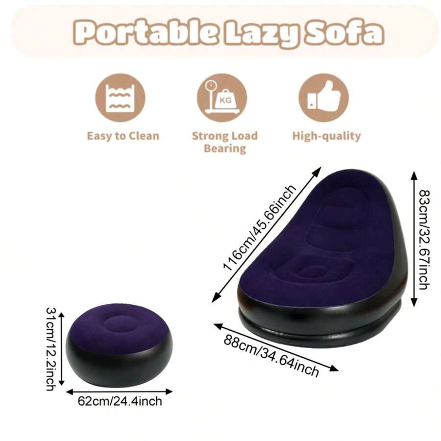 Sofá Inflable, Tumbona Suave con Reposapiés