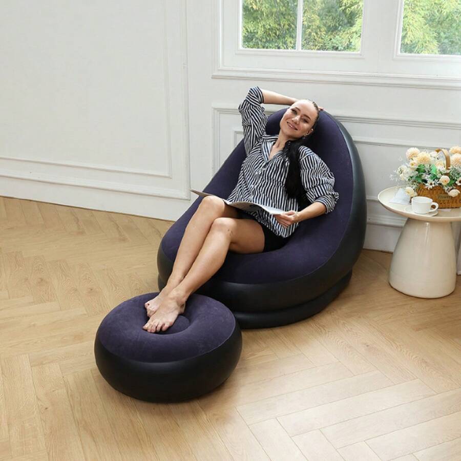Sofá Inflable, Tumbona Suave con Reposapiés