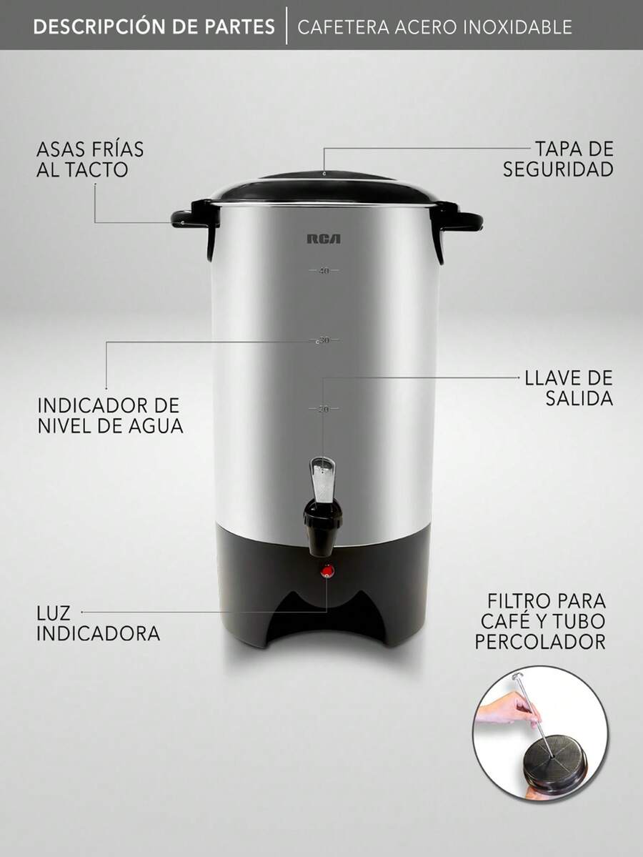 RCA Cafetera de Acero Inoxidable