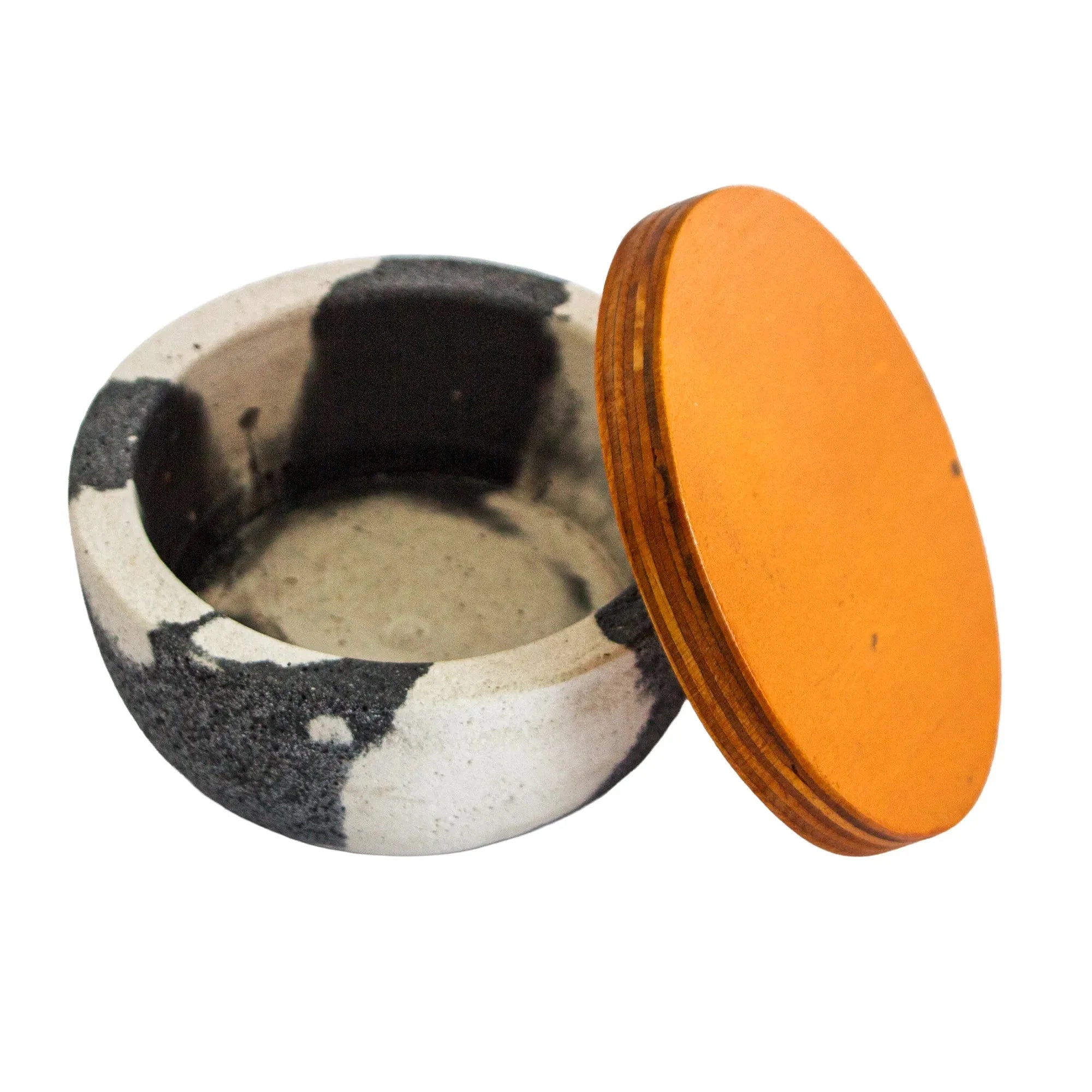EOL - 180ml - Carrara Vaso de Concreto para velas con Tapa de Madera - Marmoleado Gris Oxford