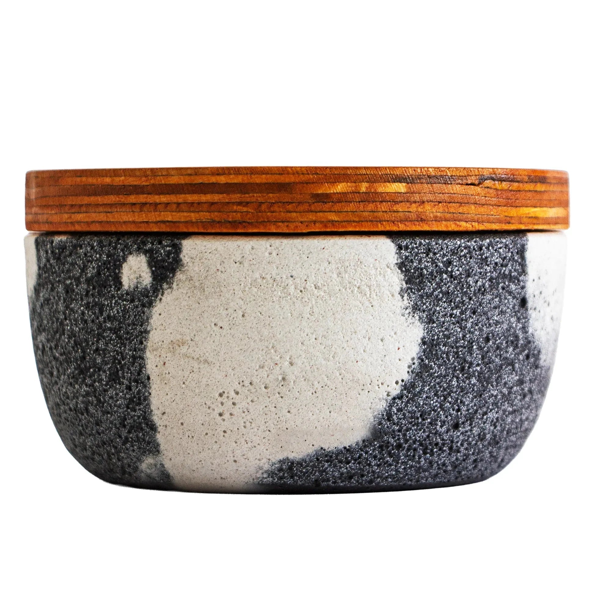 EOL - 180ml - Carrara Vaso de Concreto para velas con Tapa de Madera - Marmoleado Gris Oxford