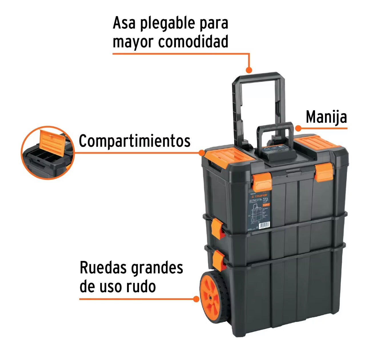 Caja organizadora de herramientas con ruedas 3 en 1 Truper