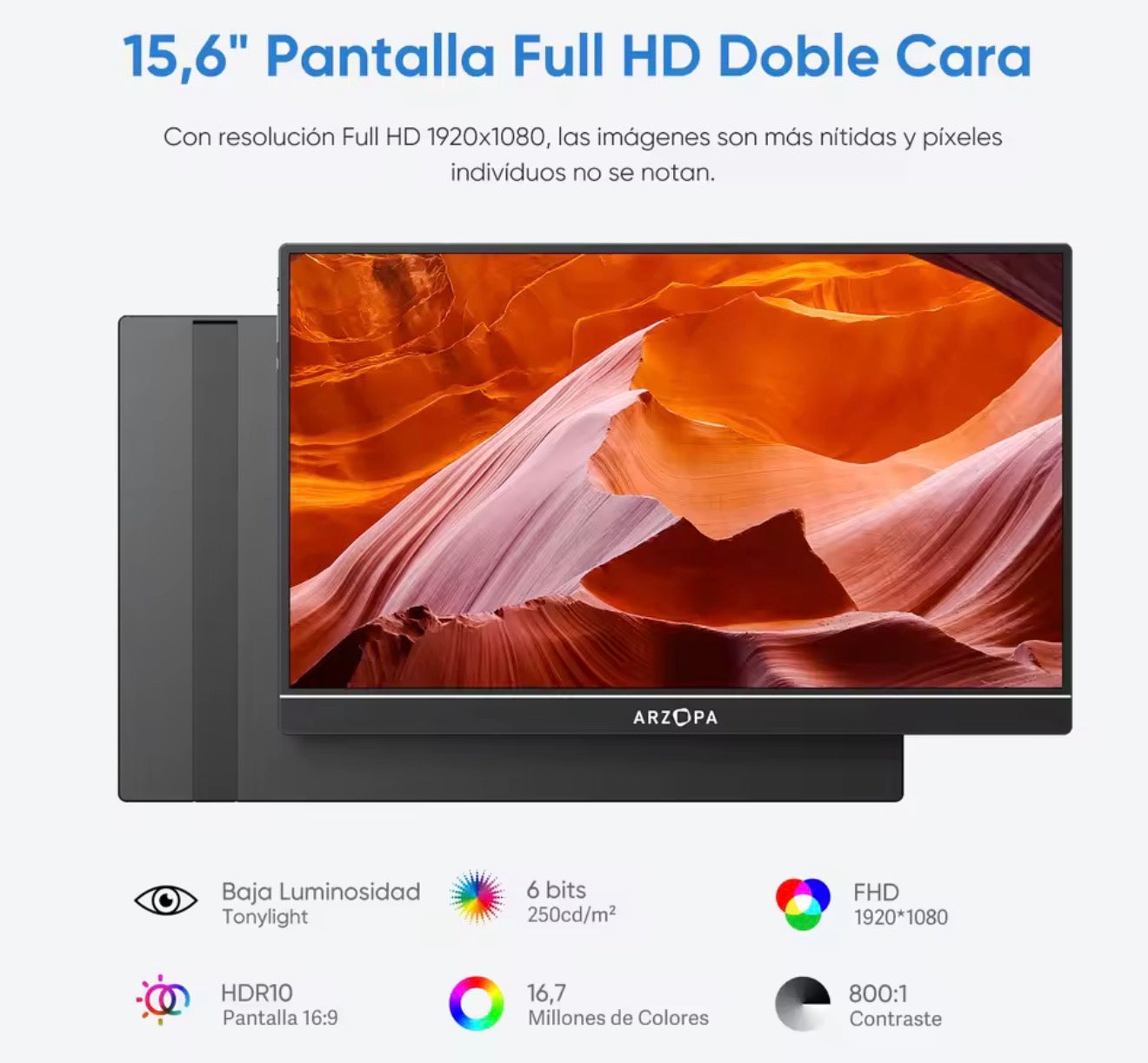 Monitor Portátil ARZOPA 15,6" FHD IPS