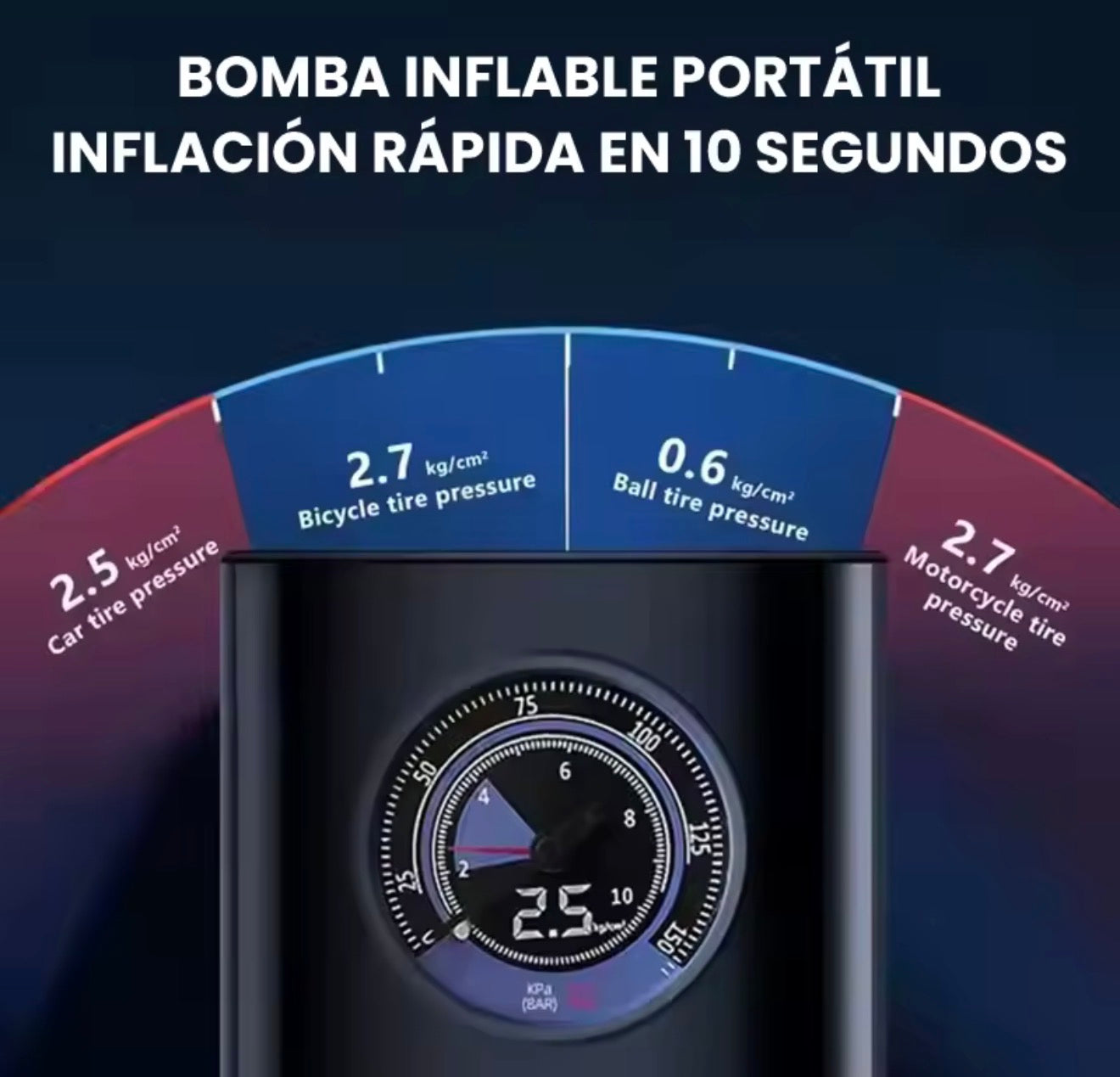 Bomba de aire portátil recargable