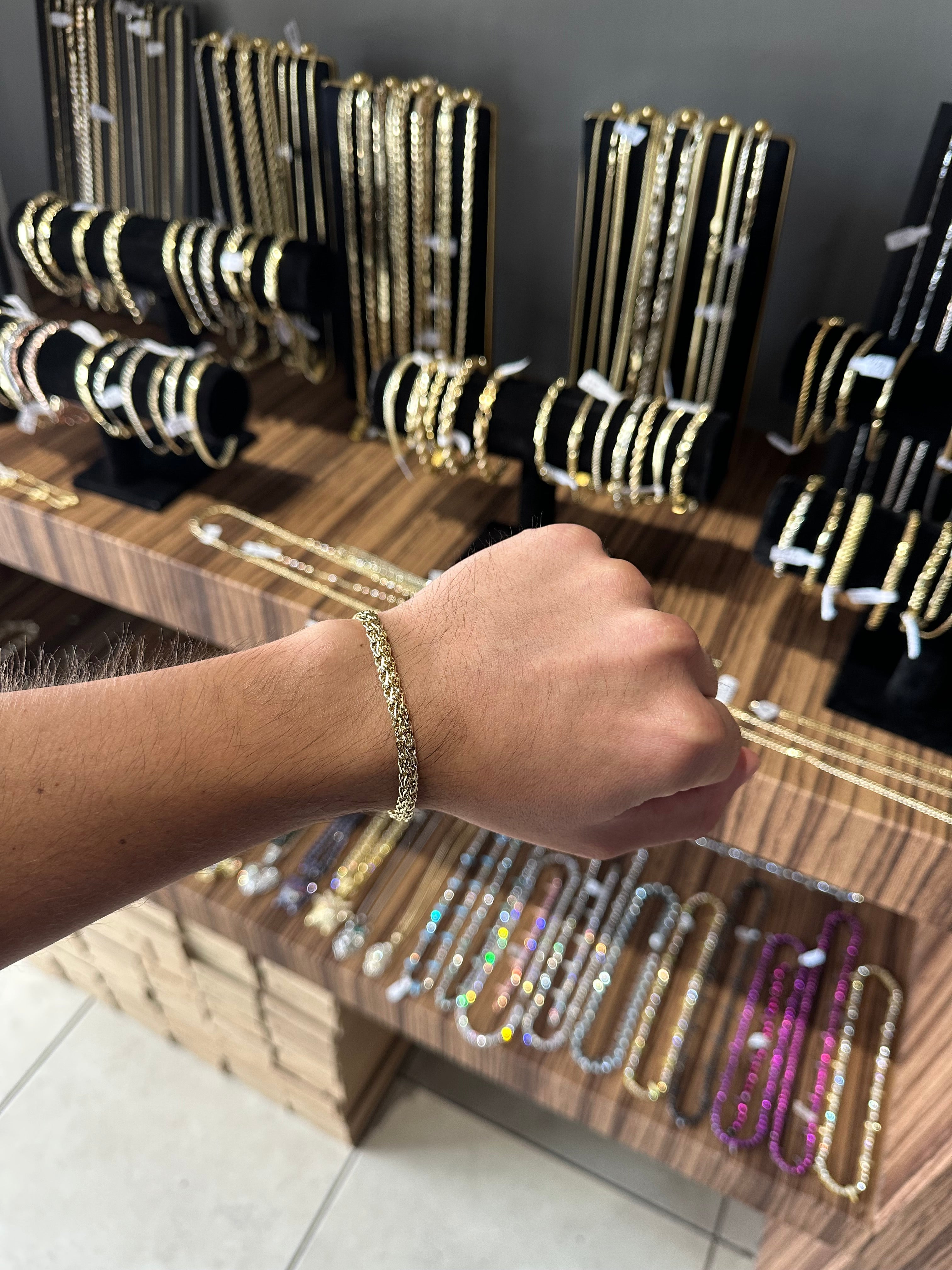 Pulsera Trenzada Oro Laminado 4 mm
