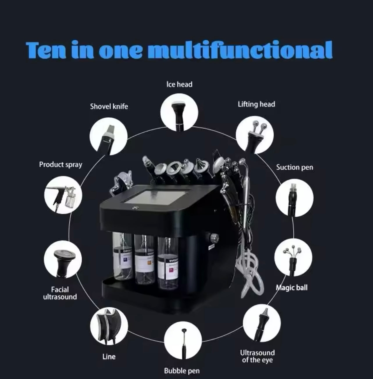 Máquina Hydro Facial 10 en 1 Profesional – Color Negro