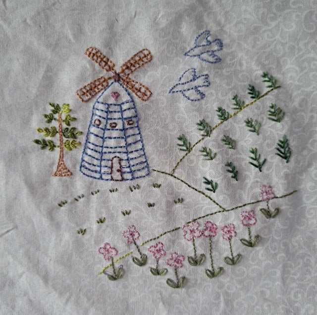 Panel de Bordado 12 diseños La Madriguera del Búho Natalie Bird en lino-algodón 46 x 137 cm