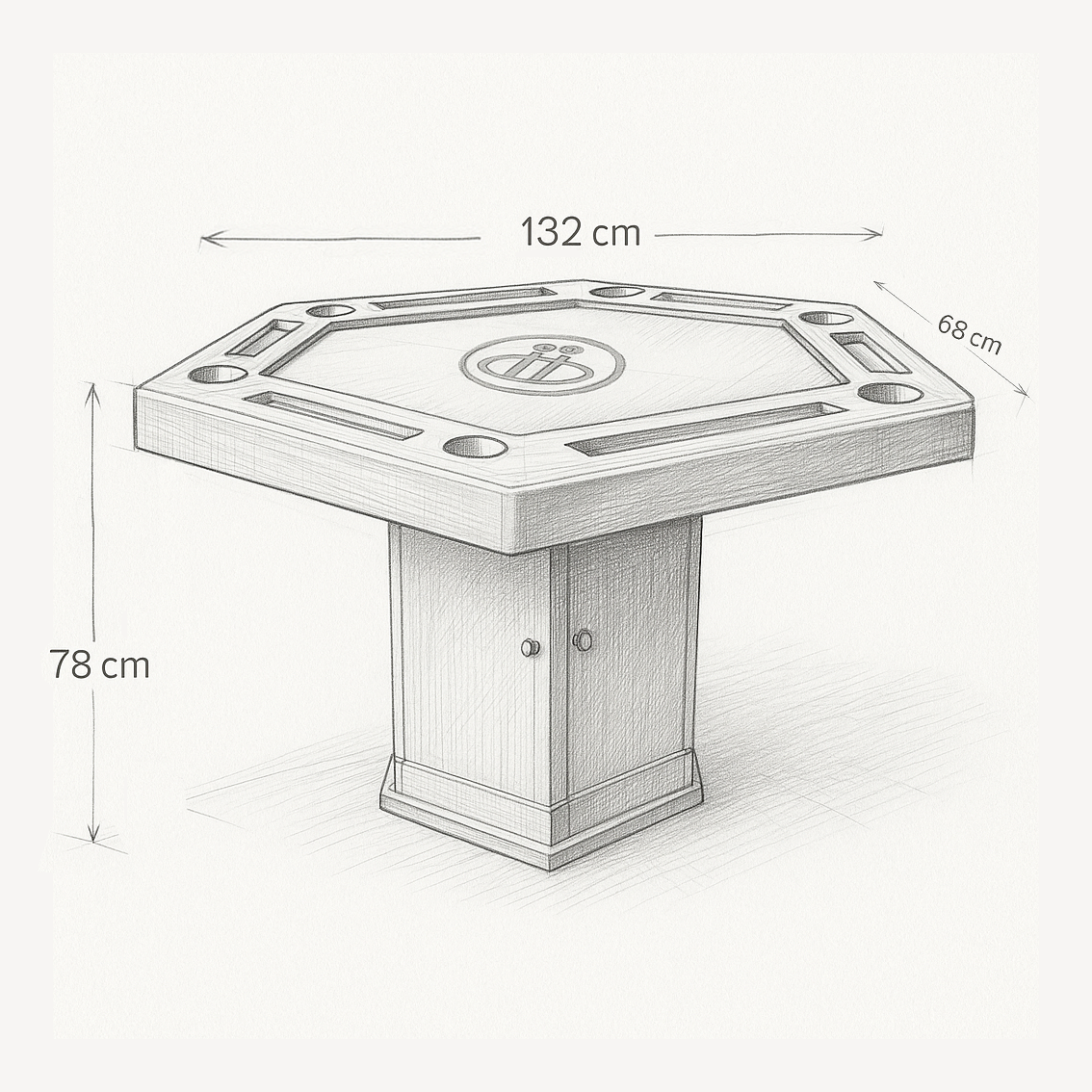 Mesa de Cartas Hexagonal con Puertas
