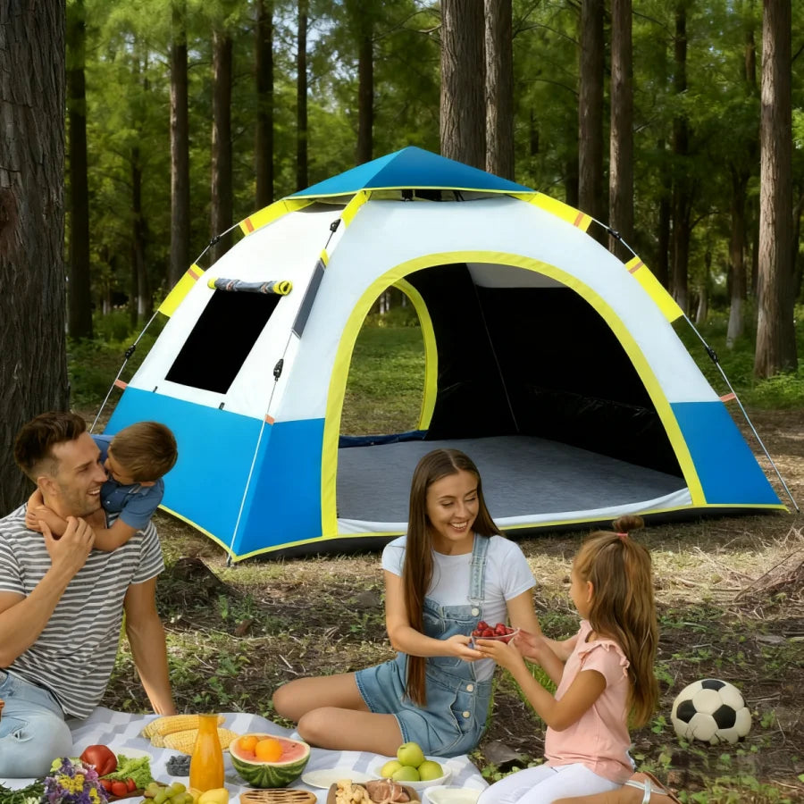 Tienda impermeable con 2 puertas y 2 ventanas, portátil para camping