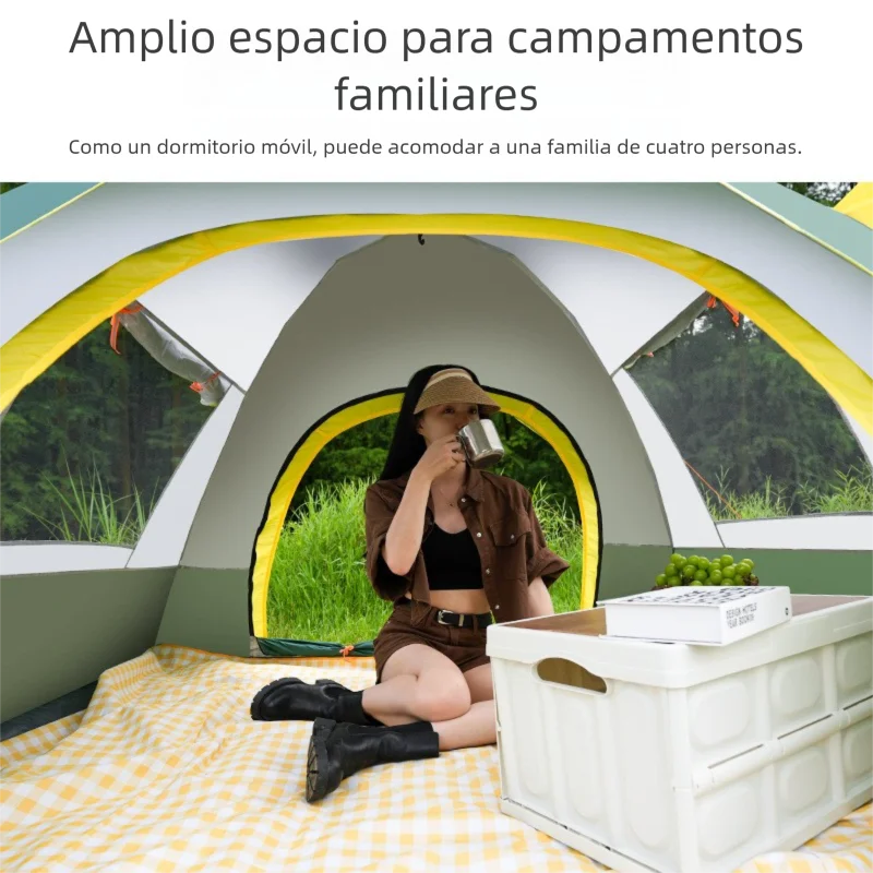 Tienda impermeable con 2 puertas y 2 ventanas, portátil para camping