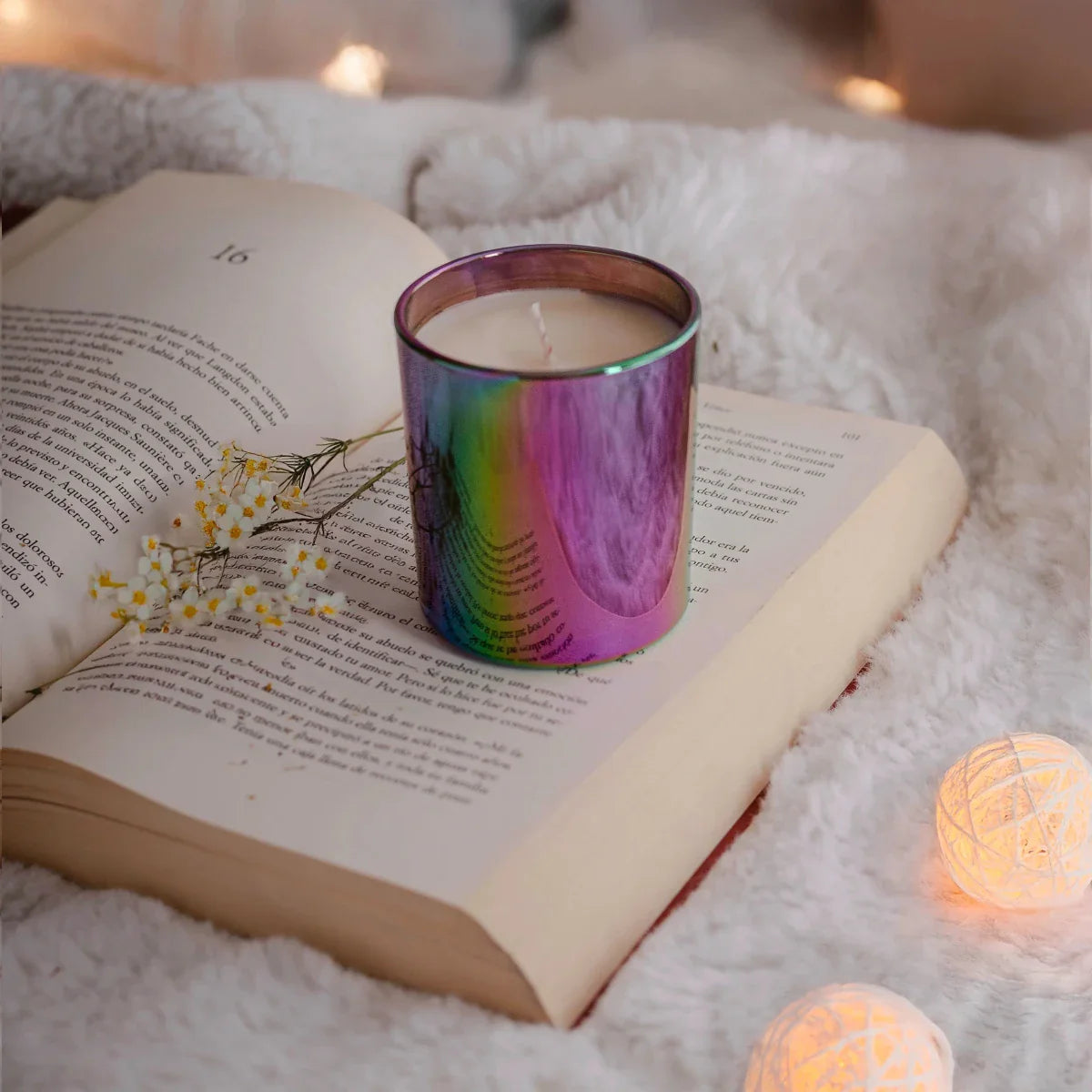 EOL - 210ml - Mónaco Vaso de vidrio para velas - Frasco Camelio Arcoíris Metálico