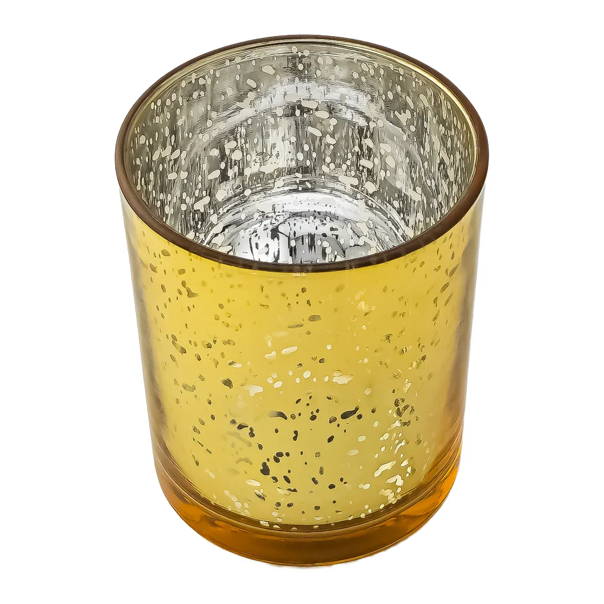 210ml - Mónaco Vaso de Vidrio para Velas - Frasco Dorado con Salpicaduras Metálico