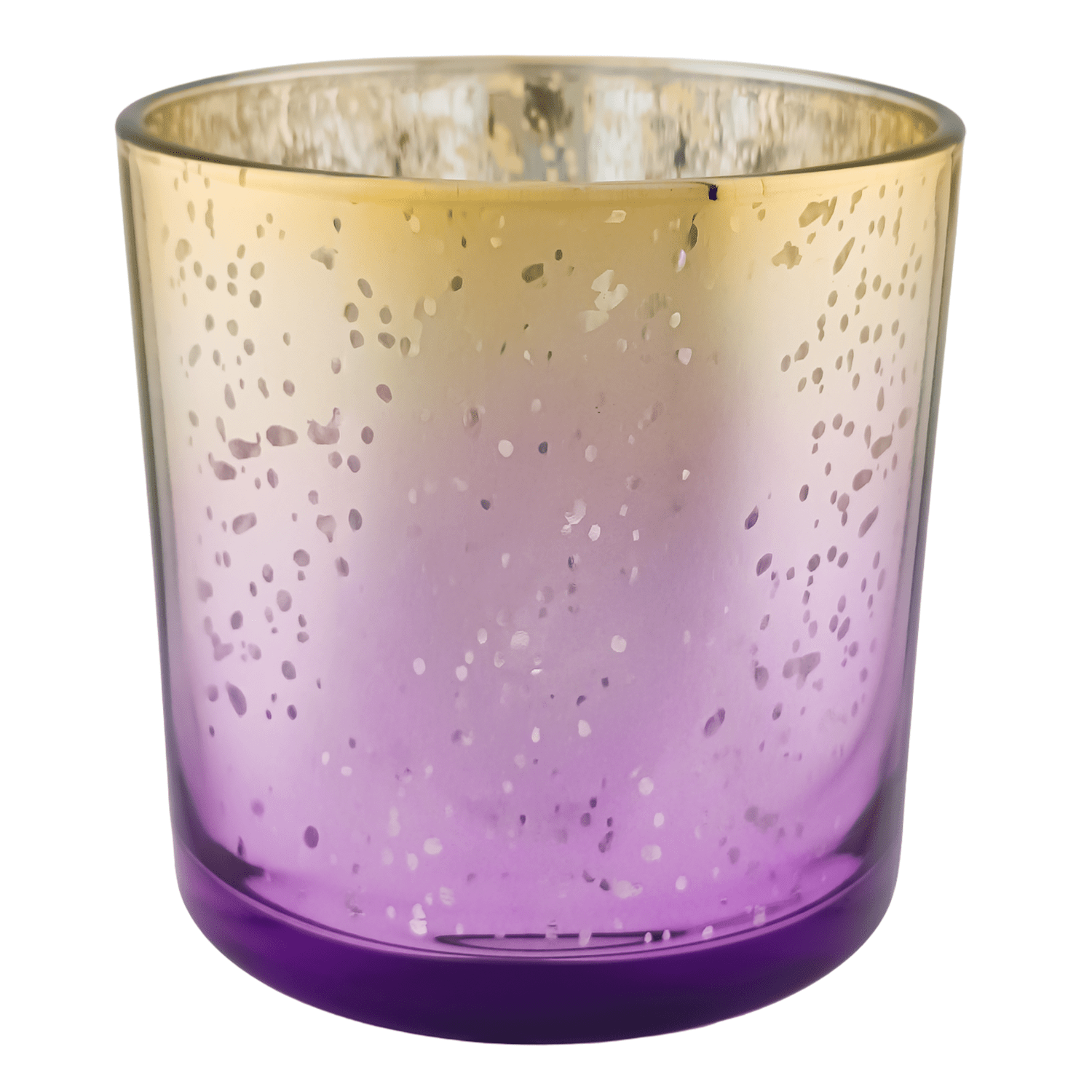 EOL - 210ml - Mónaco Vaso de Vidrio para Velas - Frasco Dorado y Morado con Salpicaduras Metálico