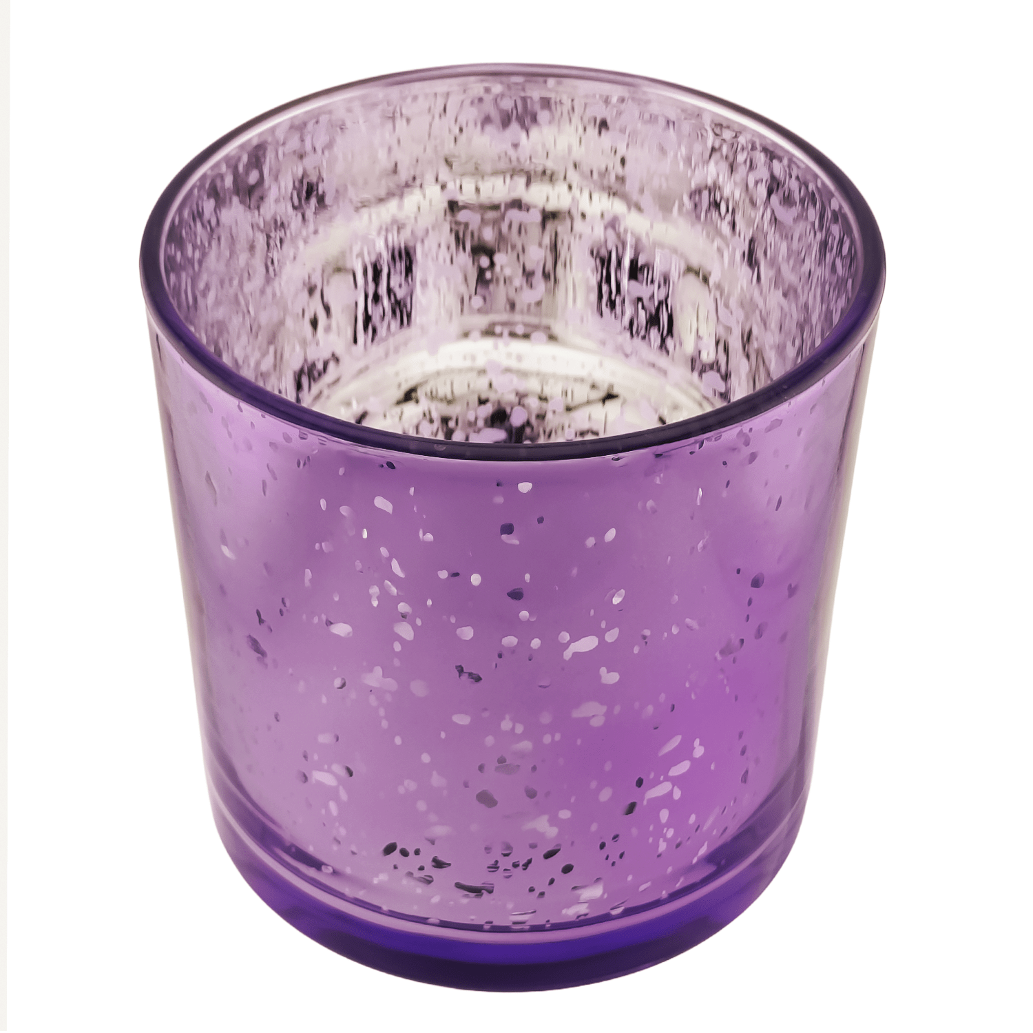 EOL - 210ml - Mónaco Vaso de Vidrio para Velas - Frasco Morado Metálico con Salpicaduras