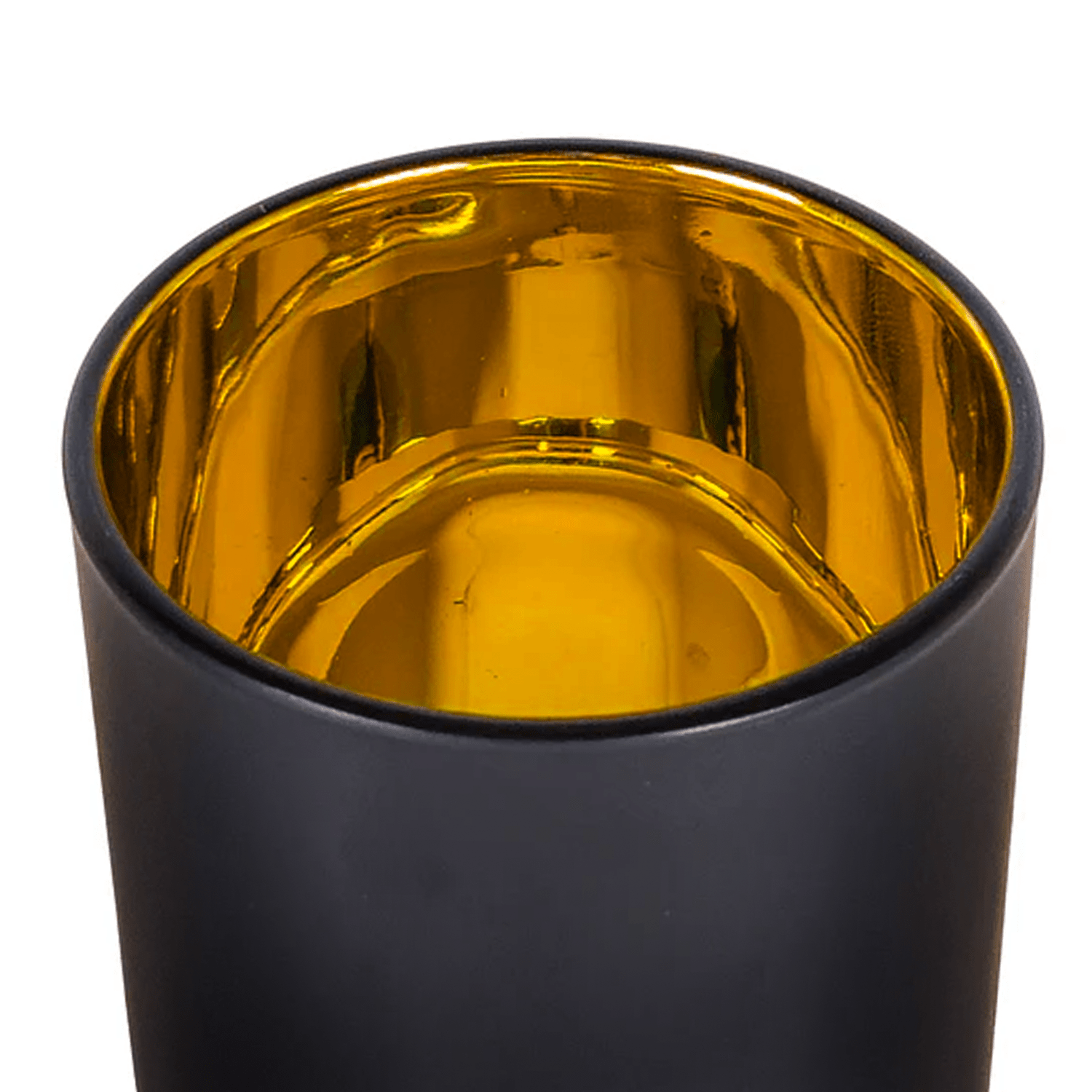 210ml - Mónaco Vaso de vidrio para velas - Frasco Negro Mate / Dorado Metalico