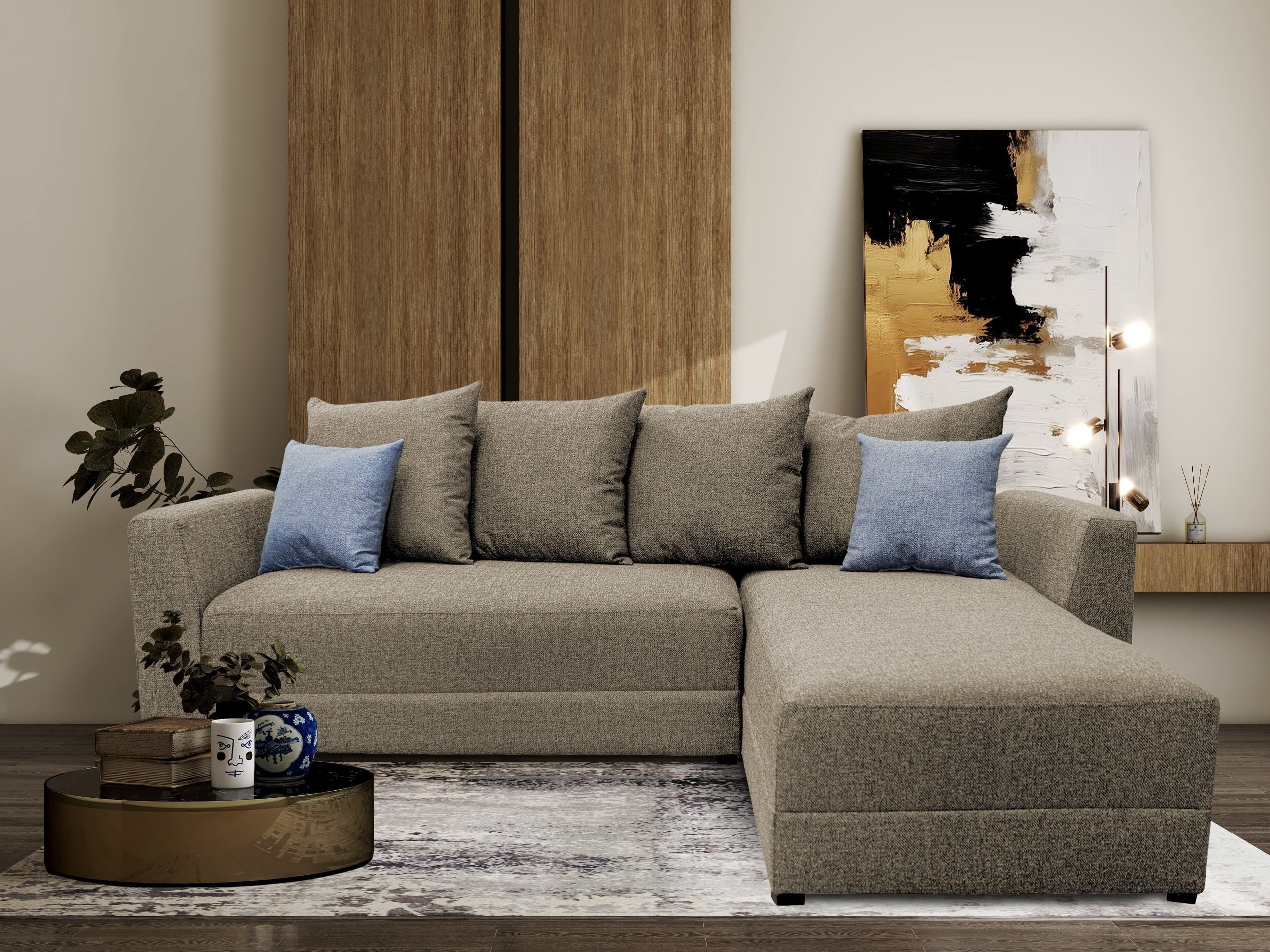 Sala esquinera EL BAZAR STORE modelo Samso lino Beige 240x180 cm