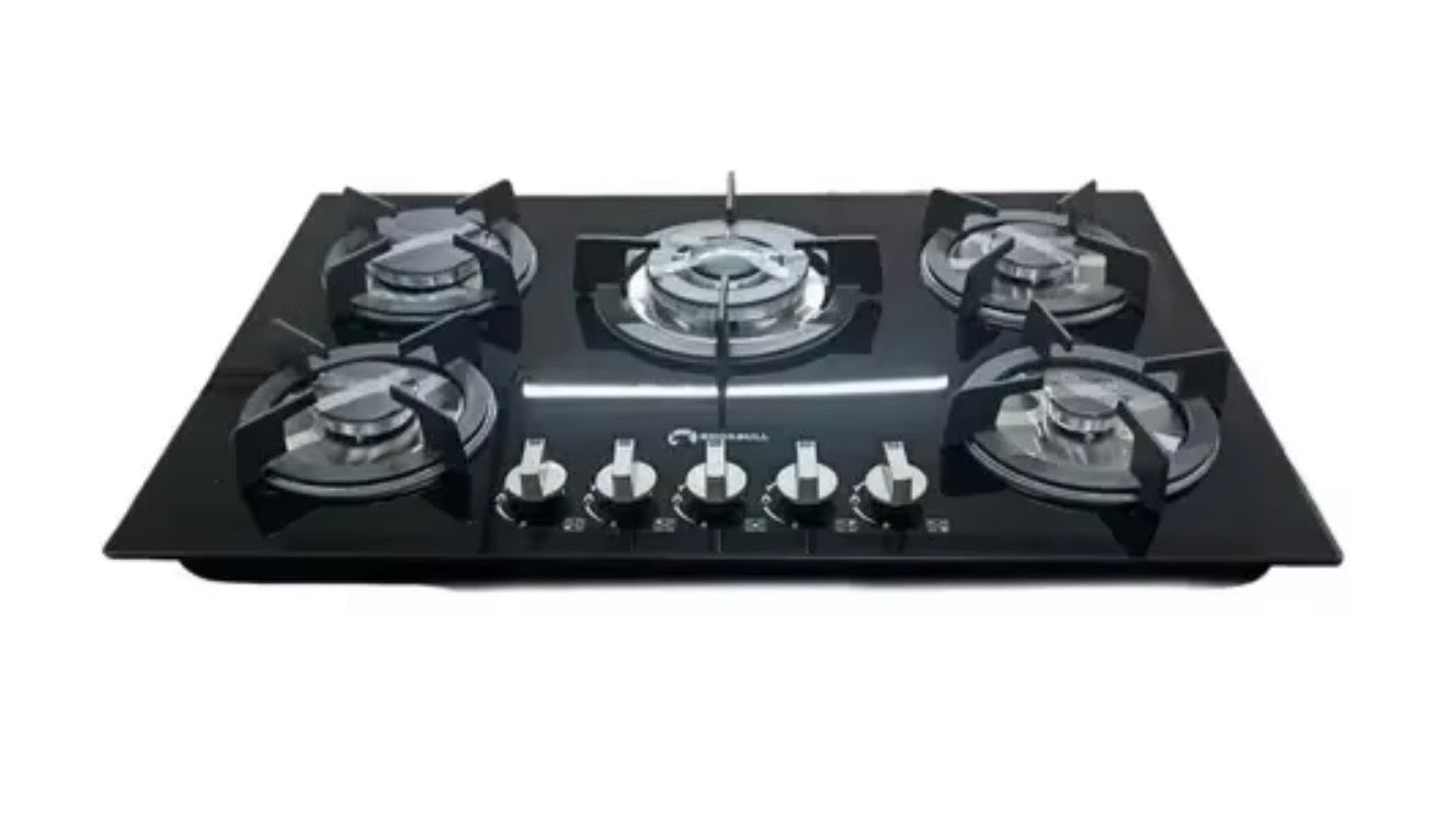 Estufa Empotrable SHORBULL 5 Quemadores Vidrio Templado Gas LP/Natural