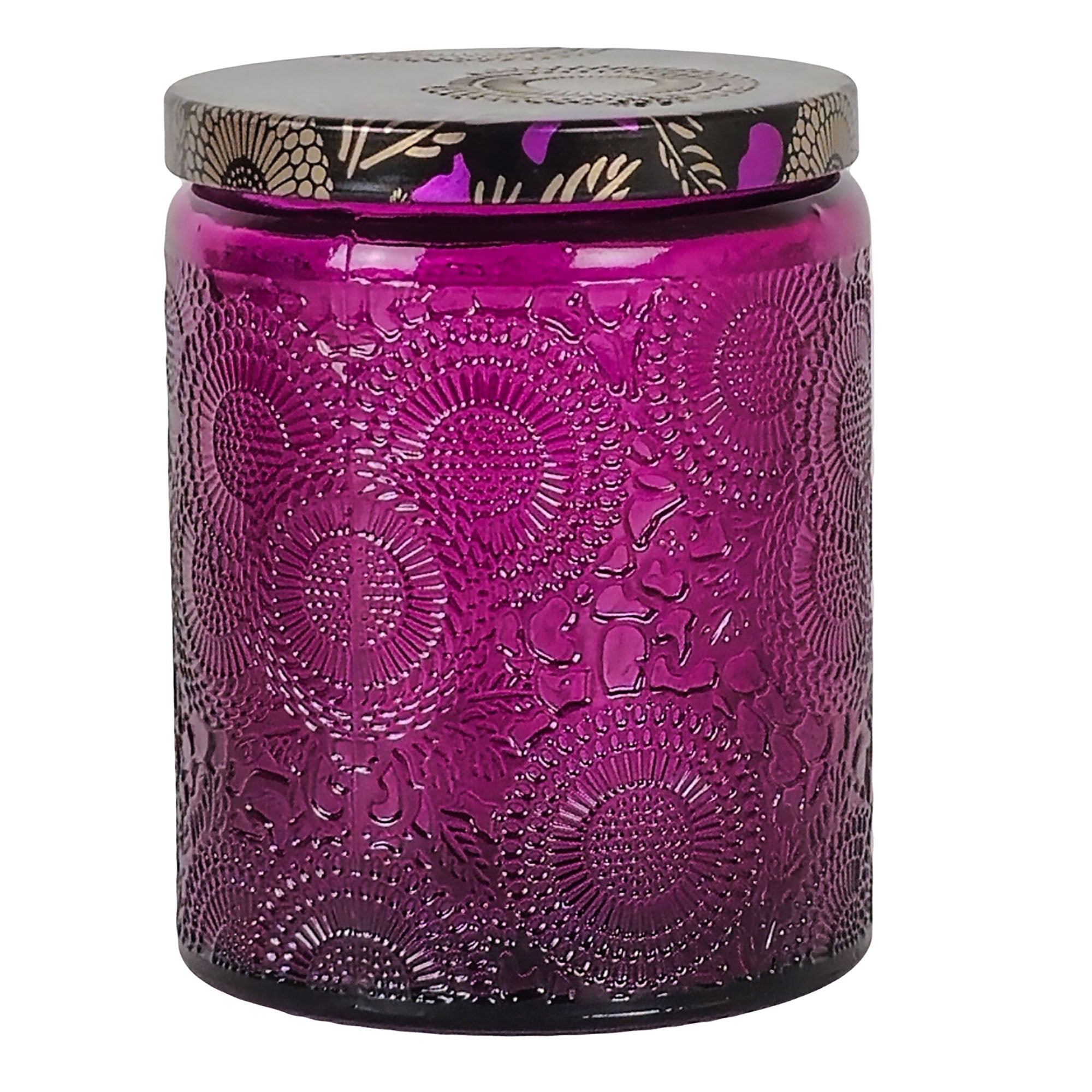 250ml - Londres Vaso de vidrio para velas - Frasco Morado Relieve