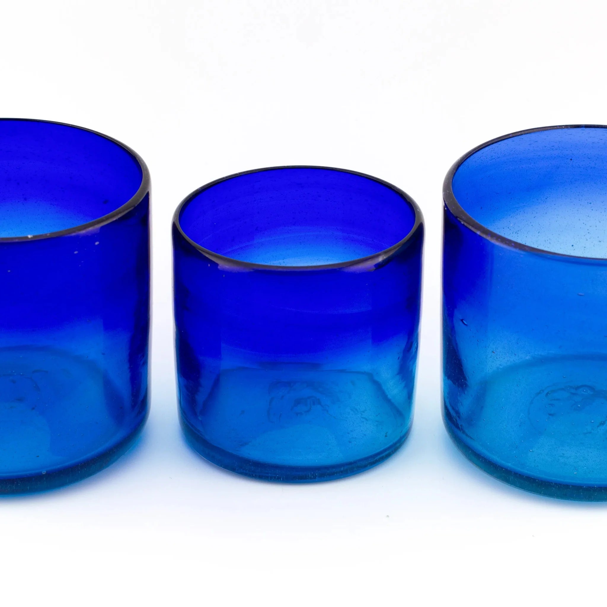 EOL - 500ml - Florencia Vaso de vidrio soplado artesanal - Frasco con 2 Colores Azul / Acuamarina - Hecho a mano