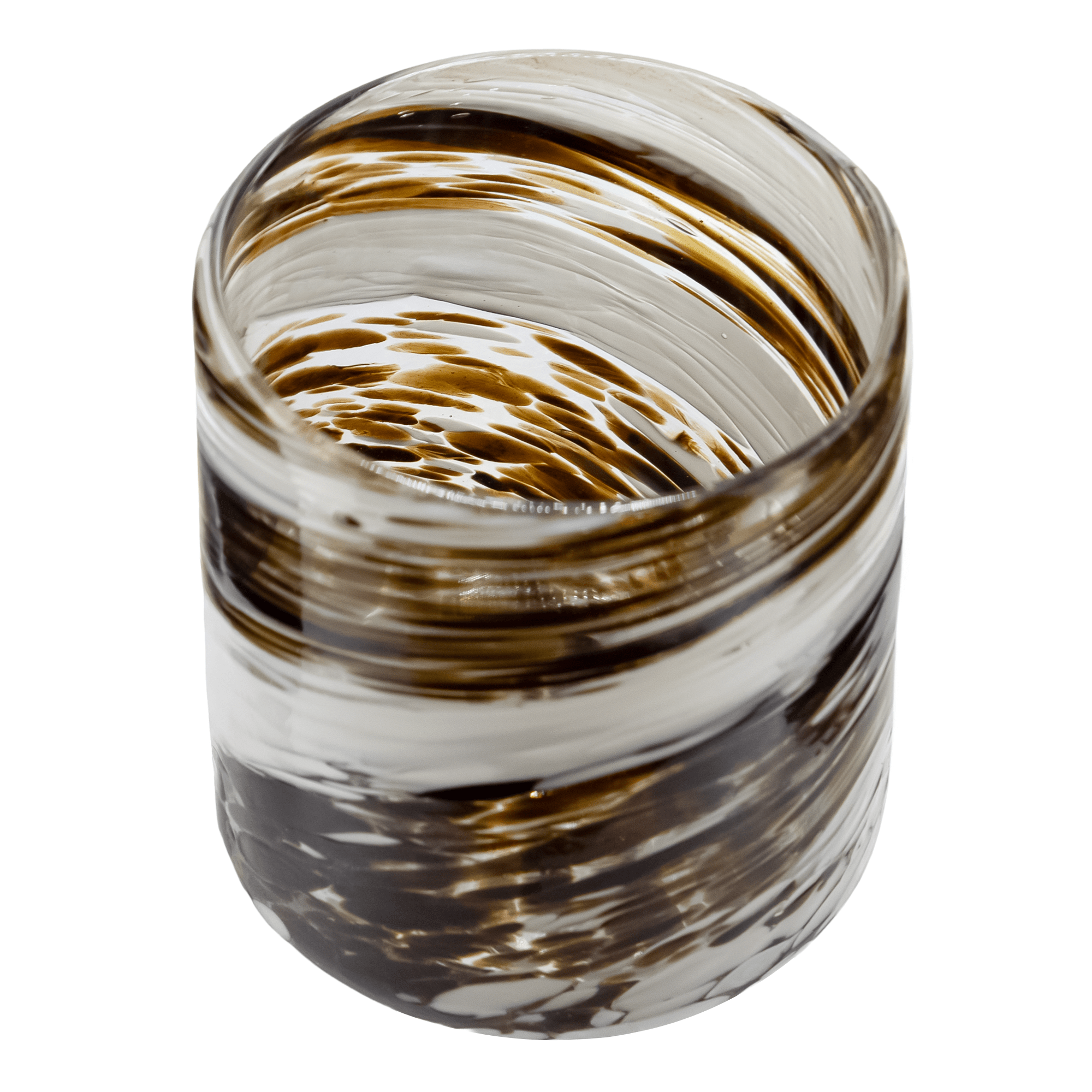 EOL - 260ml - Florencia Vaso de vidrio soplado artesanal - Frasco Blanco Tornasol / Dorado - Hecho a mano