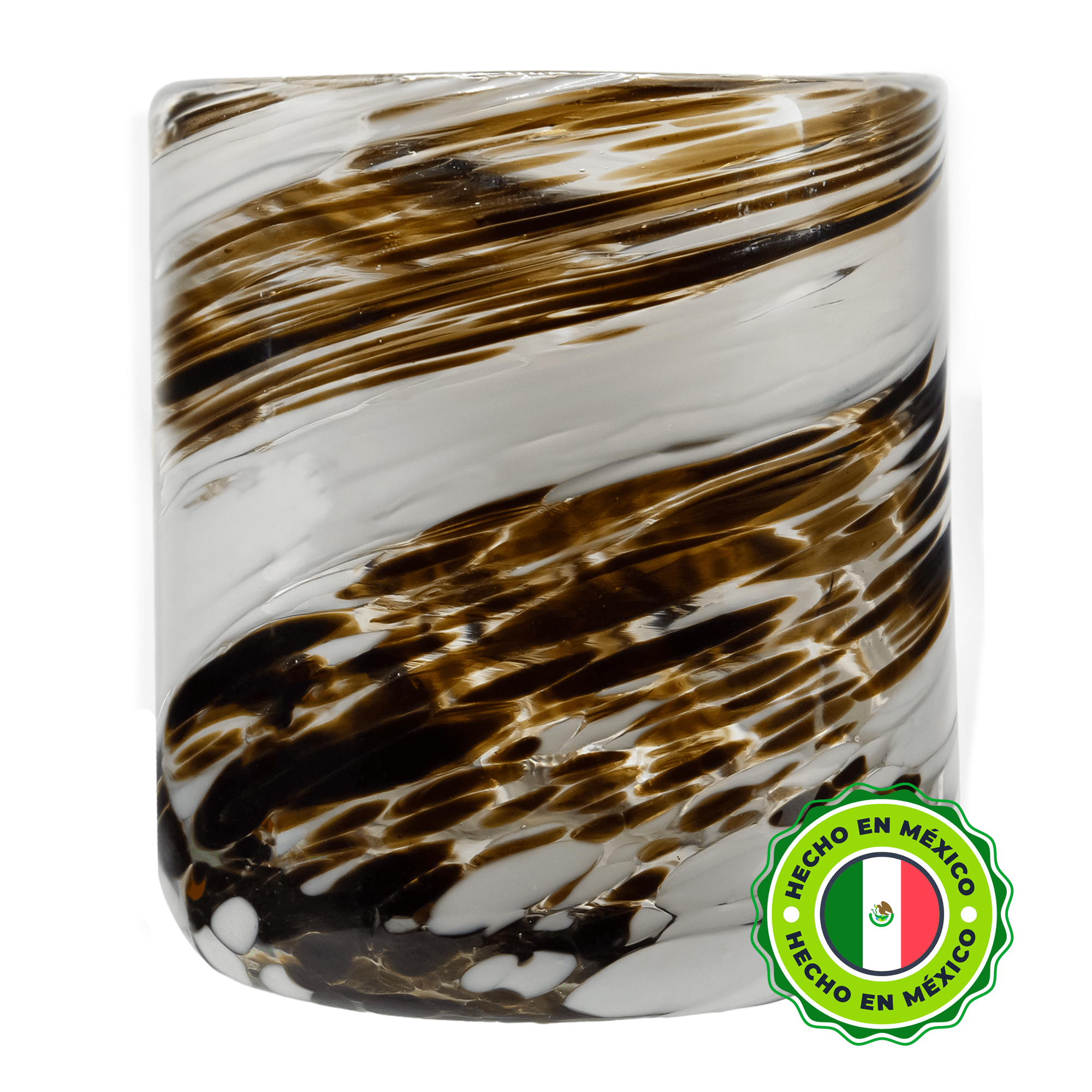 EOL - 260ml - Florencia Vaso de vidrio soplado artesanal - Frasco Blanco Tornasol / Dorado - Hecho a mano