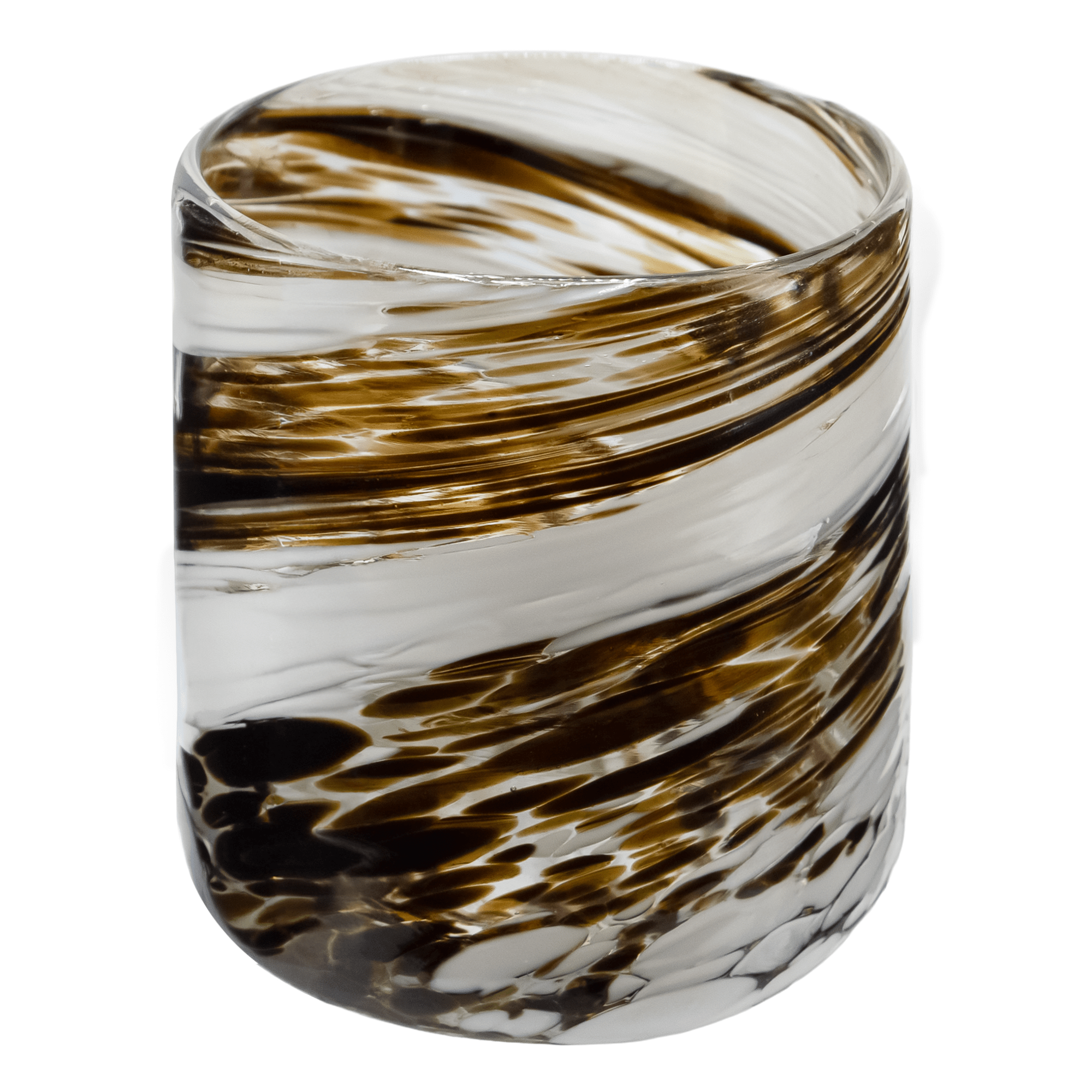 EOL - 260ml - Florencia Vaso de vidrio soplado artesanal - Frasco Blanco Tornasol / Dorado - Hecho a mano