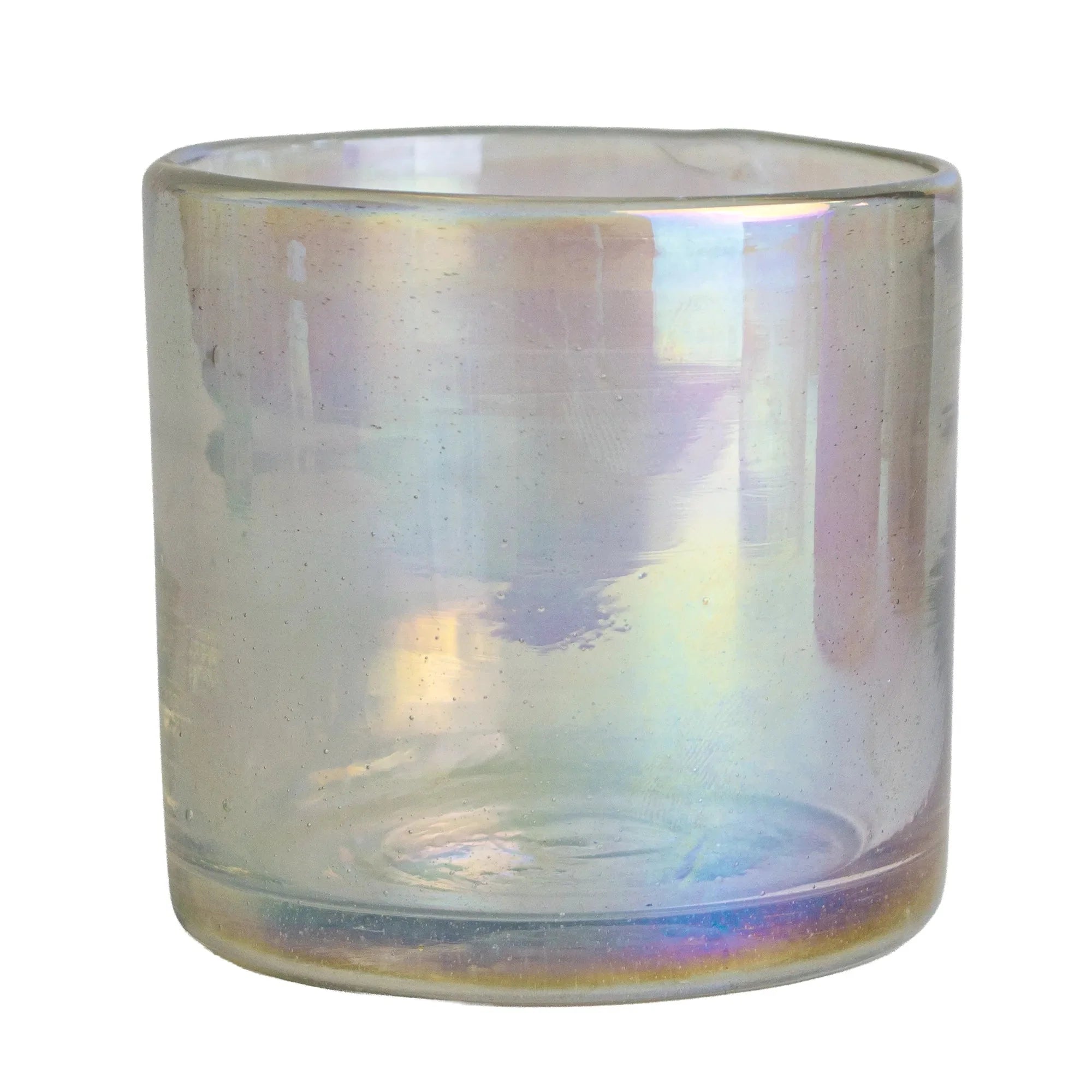 260ml - Florencia Vaso de vidrio soplado artesanal - Frasco Tornasol Transparente - Hecho a mano