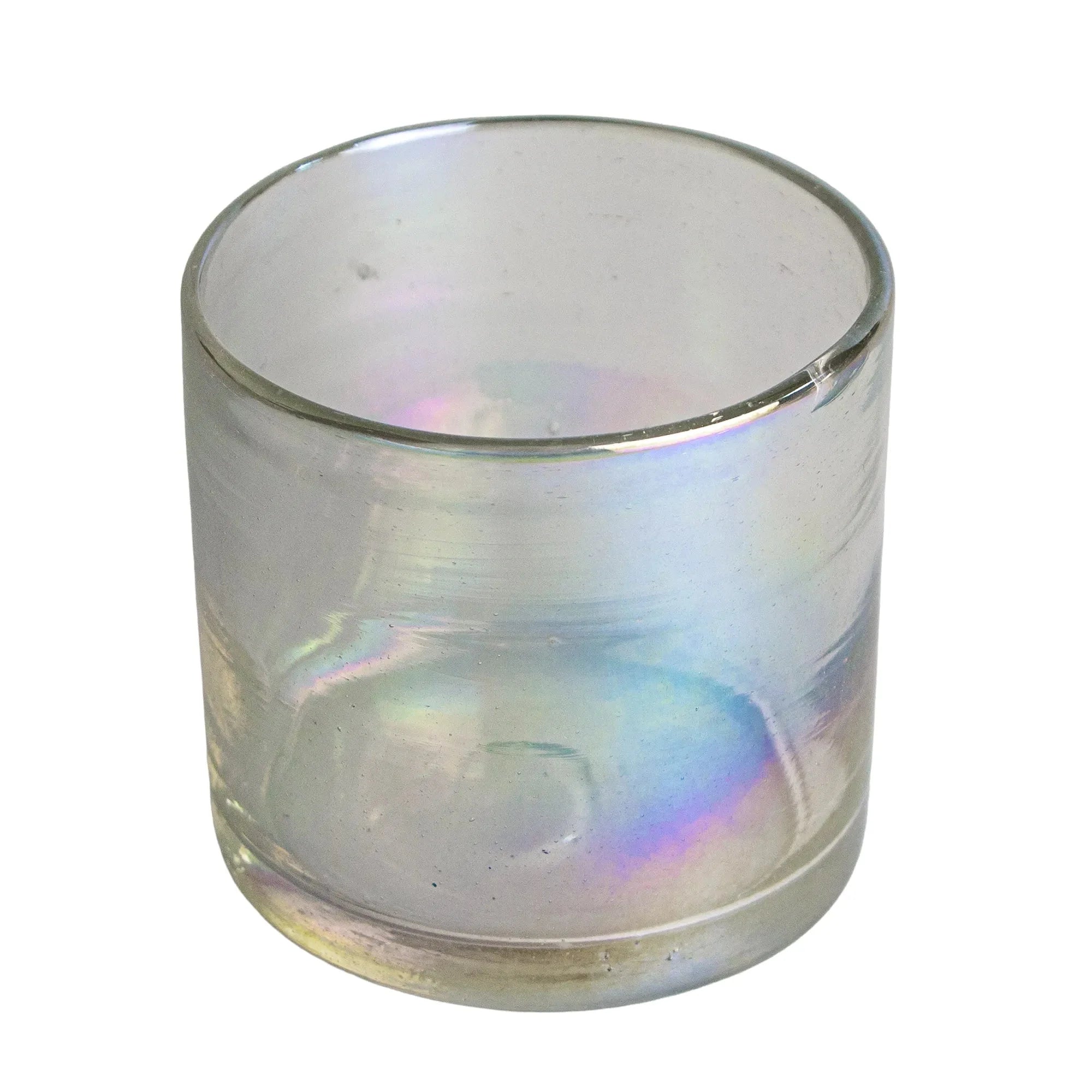 260ml - Florencia Vaso de vidrio soplado artesanal - Frasco Tornasol Transparente - Hecho a mano